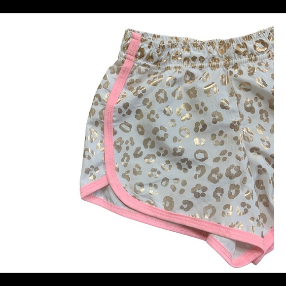 BODY GLOVE Animal Print Track Shorts With Elastic Waist Ivory/Rose Gold Girl 6Y - Picture 5 of 7